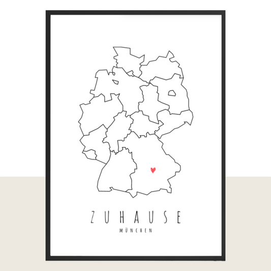 Koordinaten Geschenk - personalisierte Deutschlandkarte