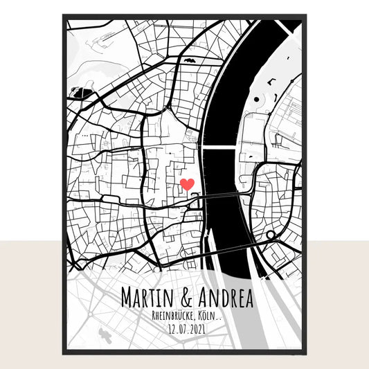 Personalisiertes Koordinaten Poster - Stadtkarten mit Lieblingsort